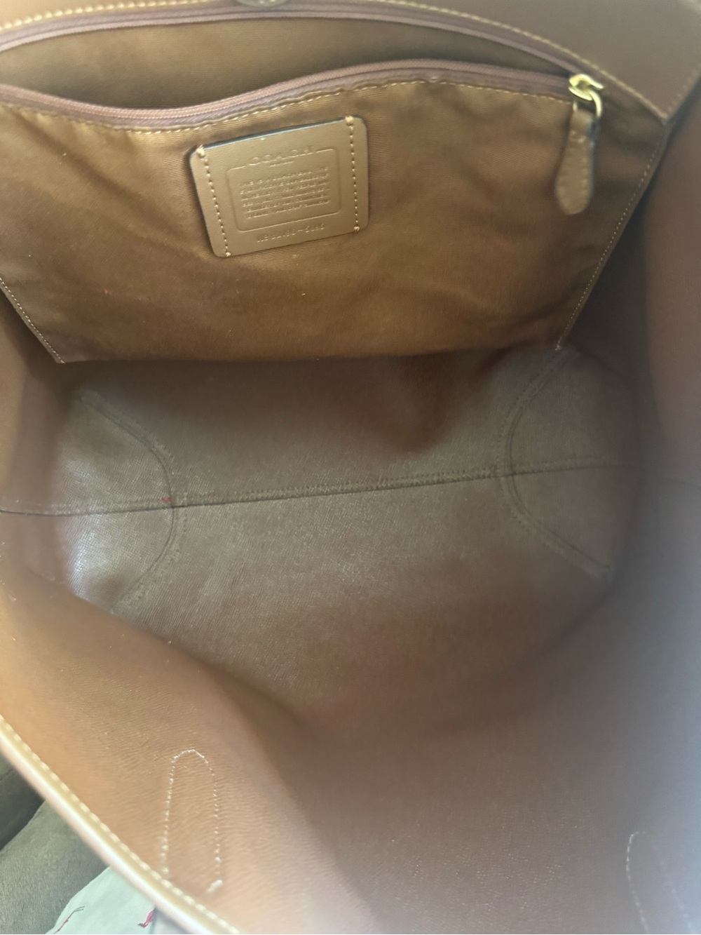 Coach Beige Signature Canvas Tote with Brown Leather Trim - Picture 4 of 5